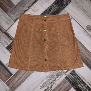 Brown suede button skirt